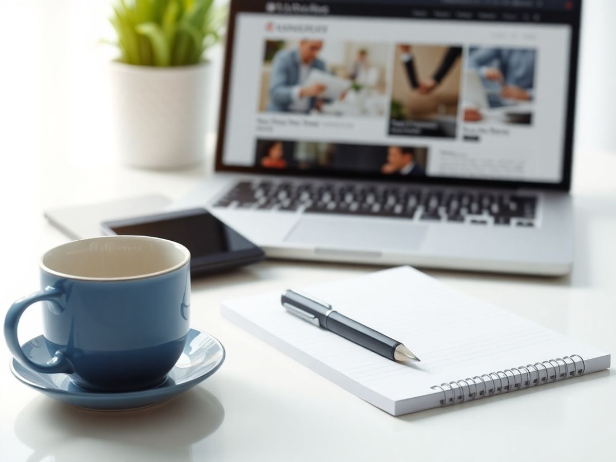 Birou profesionist cu laptop și cafea pentru afaceri.