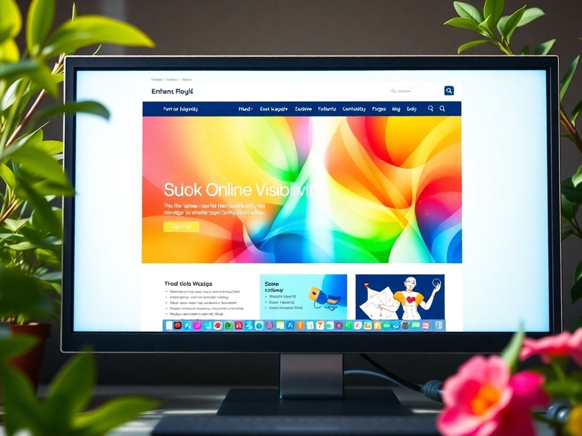 Ecran de computer cu un site web vibrant.