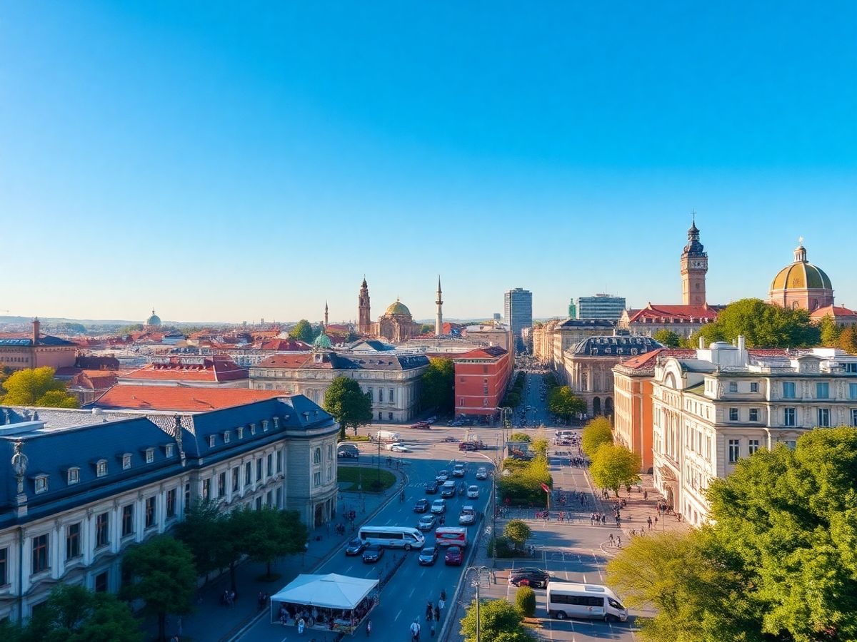 Peisaj urban modern din Romania, simbolizând dezvoltarea economică.