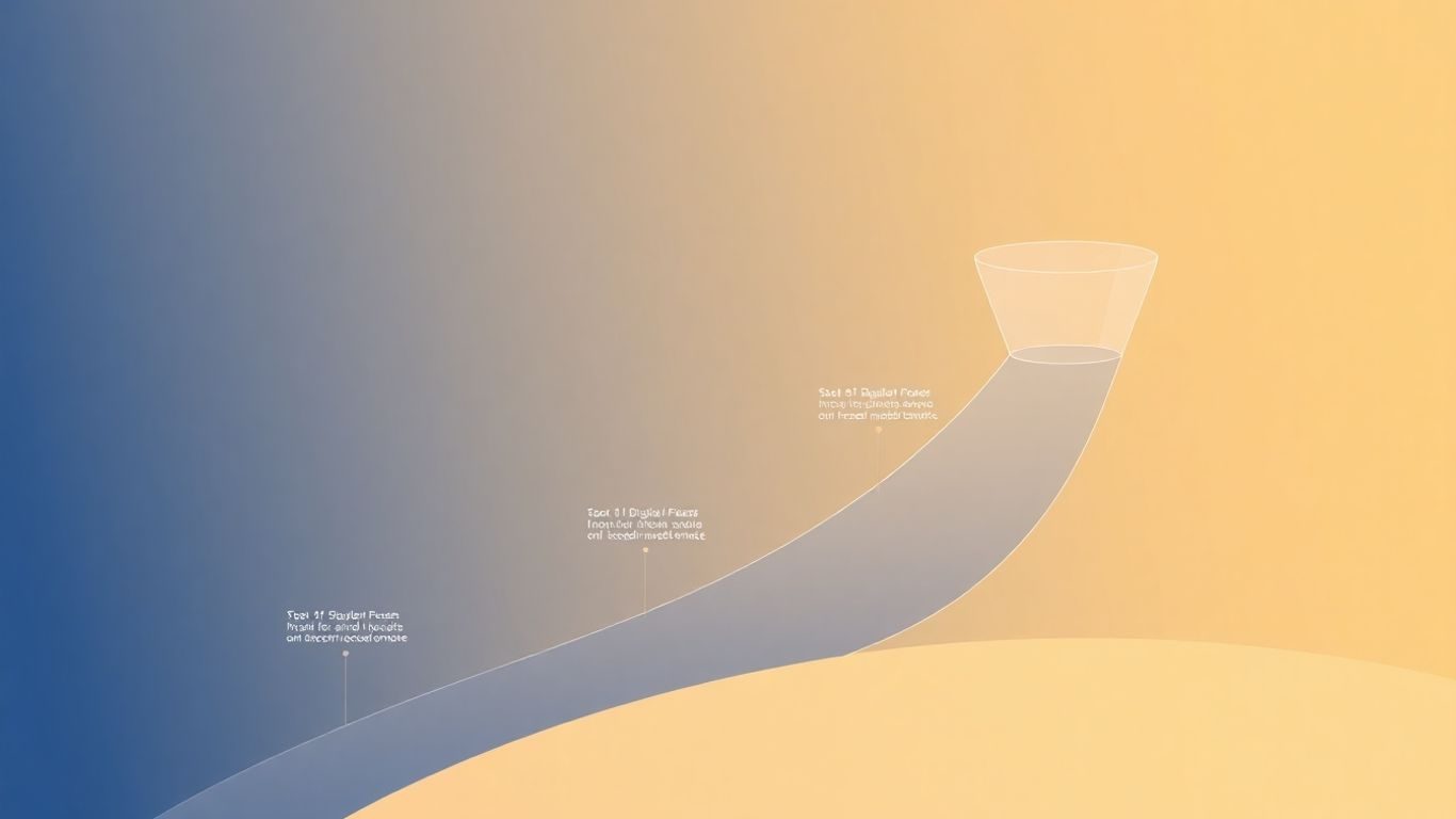 Ilustrație a unui funnel digital cu etape clare.